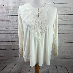 SOFT Surroundings long sleeve embroidered tunic blouse Sz S